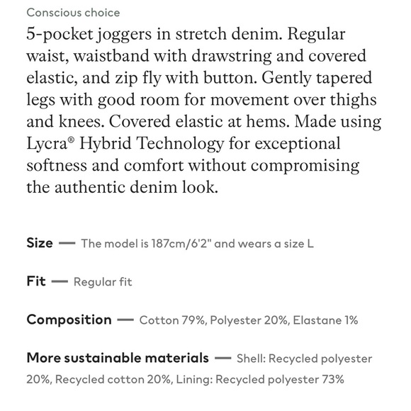 Men’s Black joggers in stretch denim (M). - Picture 5 of 5